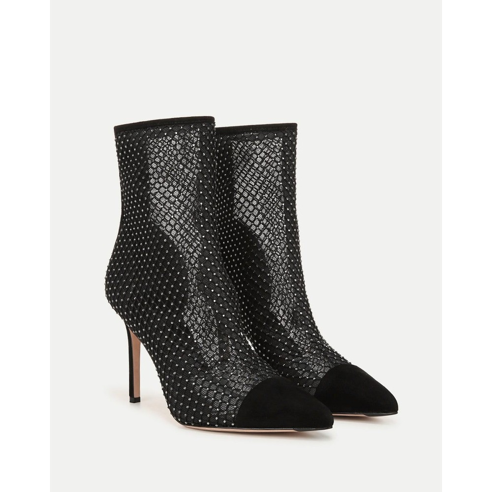 NWB Veronica Beard Lisa Rhinestone Black Mesh‎ Bootie Size 9.5